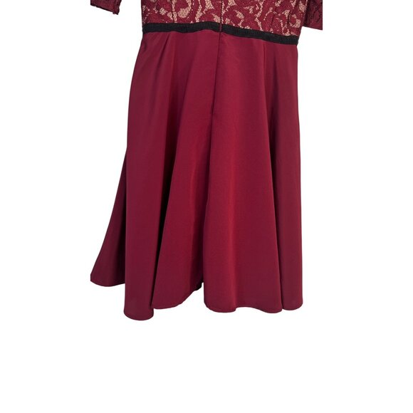2/$30 Slate & Willow Size 4 Burgundy Lace Top Fit & Flare Mini Dress - Picture 12 of 16